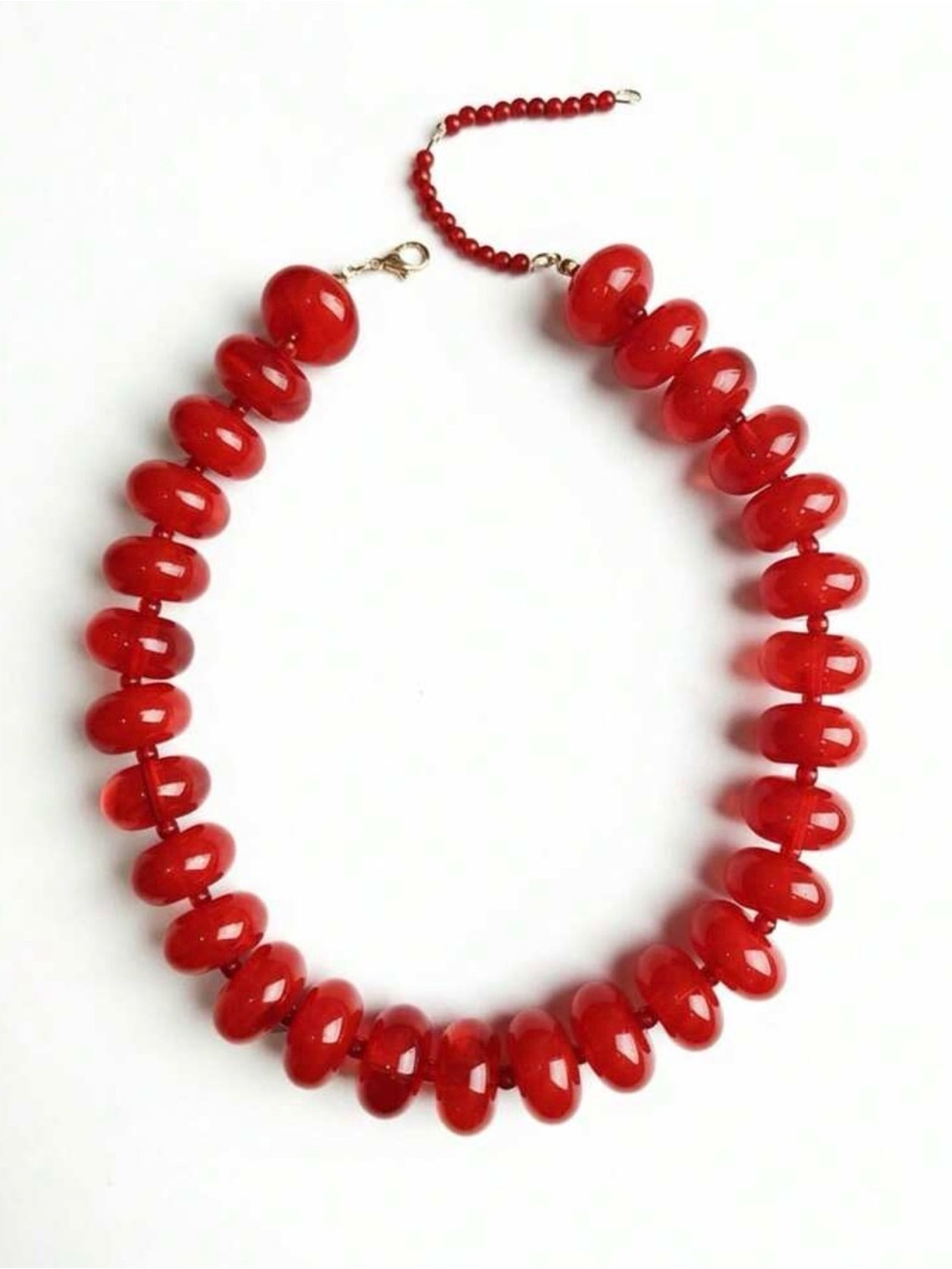 Chunky Red Bead Necklace Ready for Summer - NWT